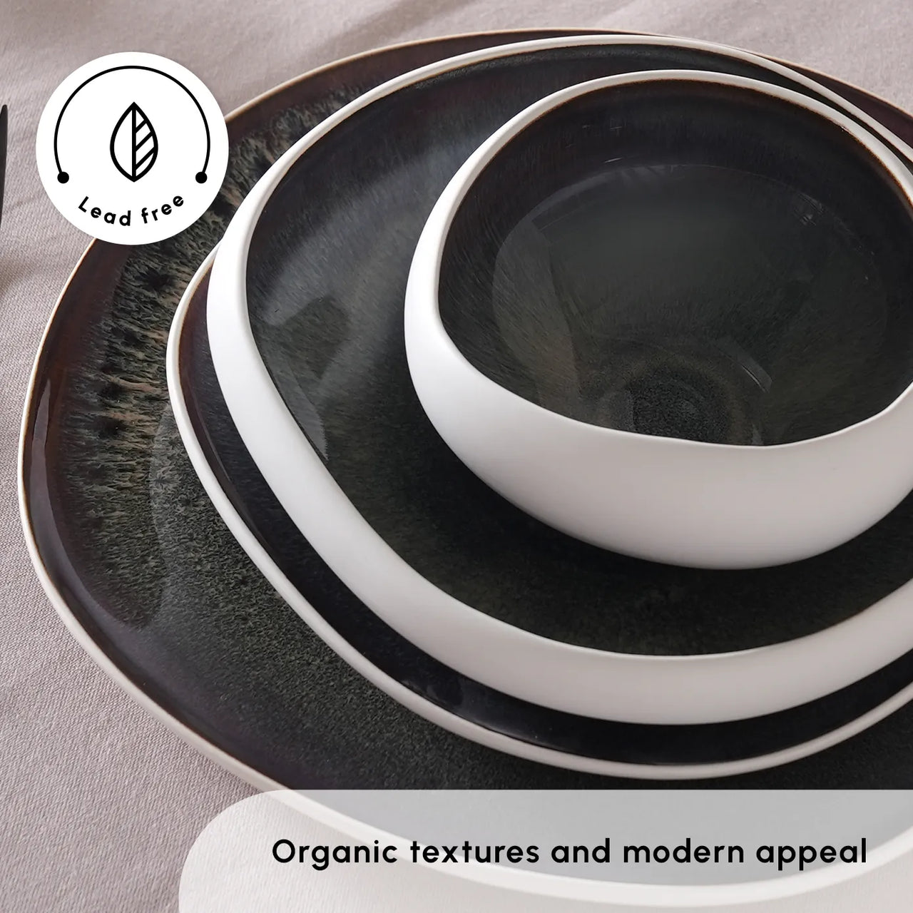 Juego de Vajilla Premium de 52 Piezas para 12 Personas – Cerámica Stoneware Blanca