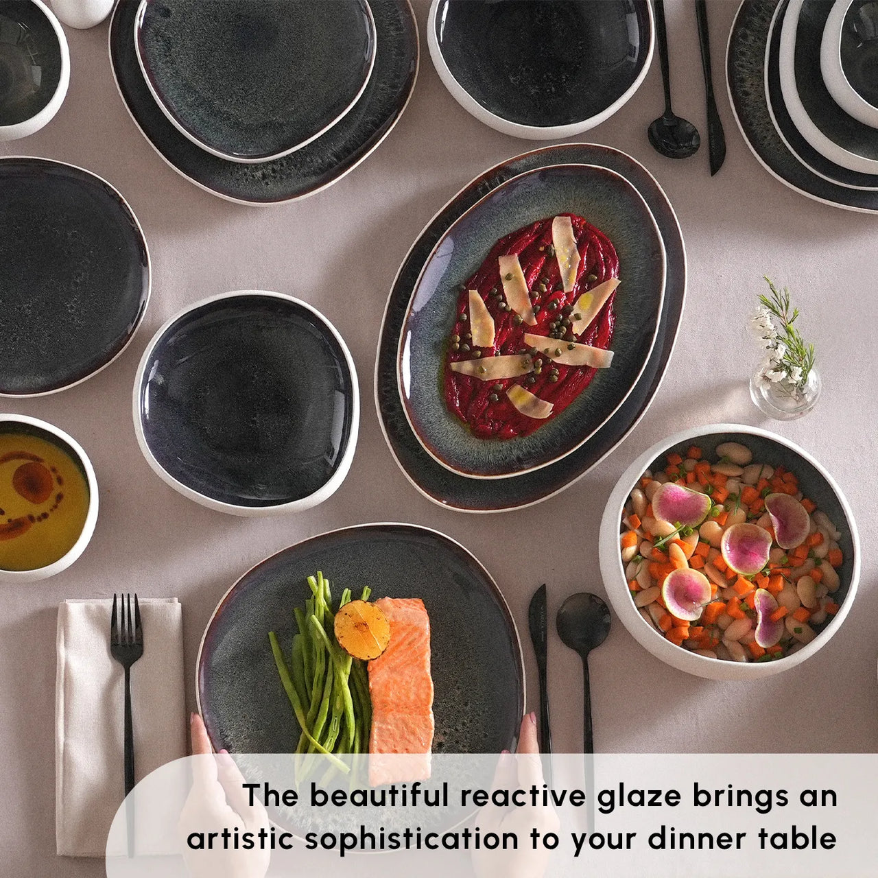 Juego de Vajilla Premium de 52 Piezas para 12 Personas – Cerámica Stoneware Blanca