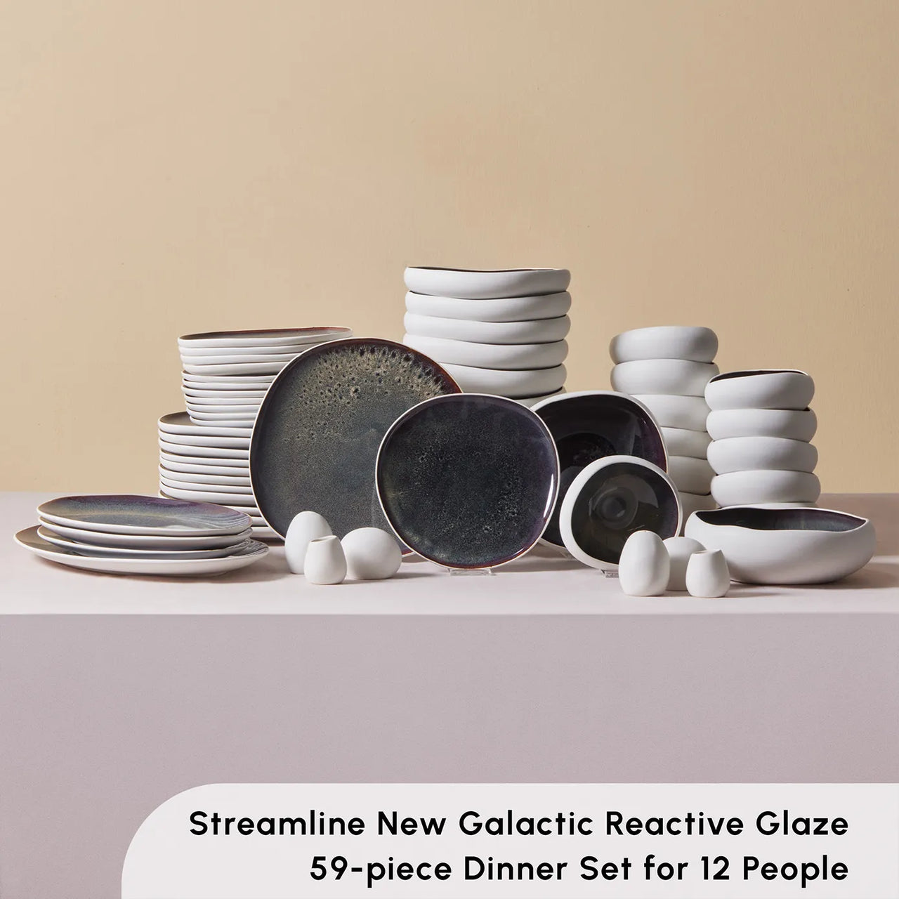 Juego de Vajilla Premium de 52 Piezas para 12 Personas – Cerámica Stoneware Blanca
