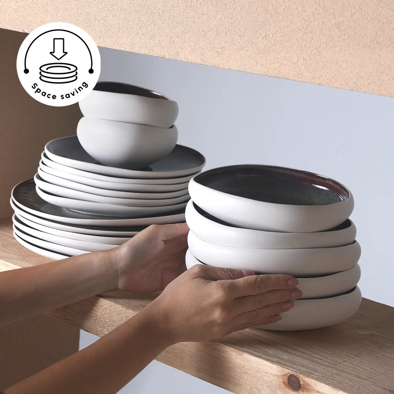 Juego de Vajilla Premium de 52 Piezas para 12 Personas – Cerámica Stoneware Blanca