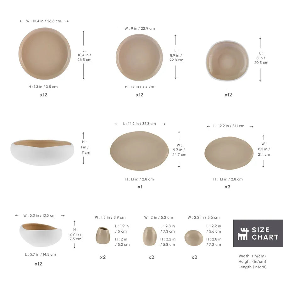 Juego de Vajilla Premium de 52 Piezas para 12 Personas – Cerámica Stoneware Beige